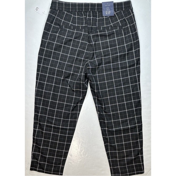 NWT Gap Factory Sz L Twill Black Plaid Easy Pants Pull On Tapered Ankle Mid Rise - Picture 5 of 10